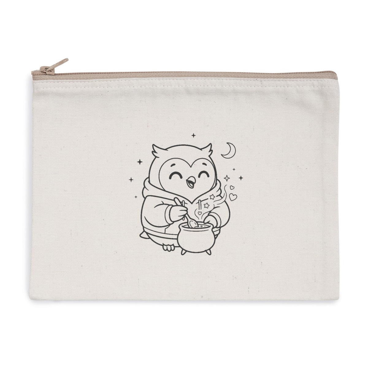 Pochette zippée recyclée - chouette chaudron - Image