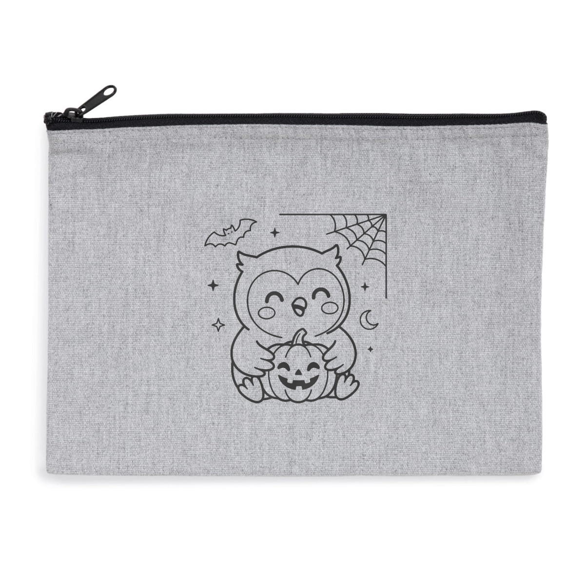 Pochette zippée recyclée - chouette Halloween