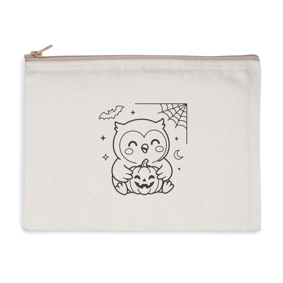 Pochette zippée recyclée - chouette Halloween - Image