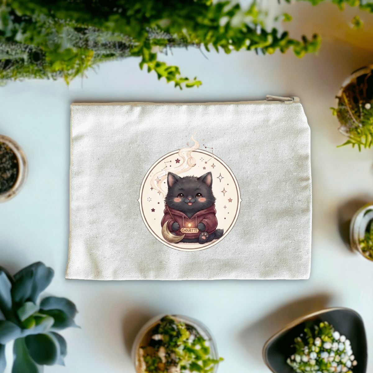 Pochette en coton recyclé - Chat