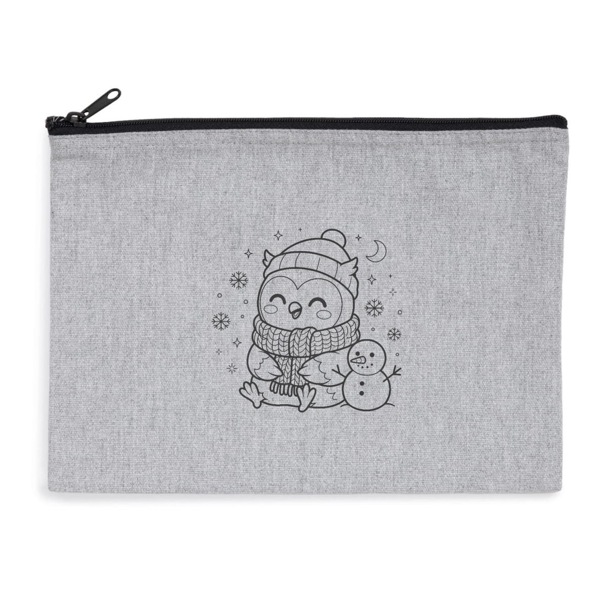 Pochette zippée recyclée - chouette hiver