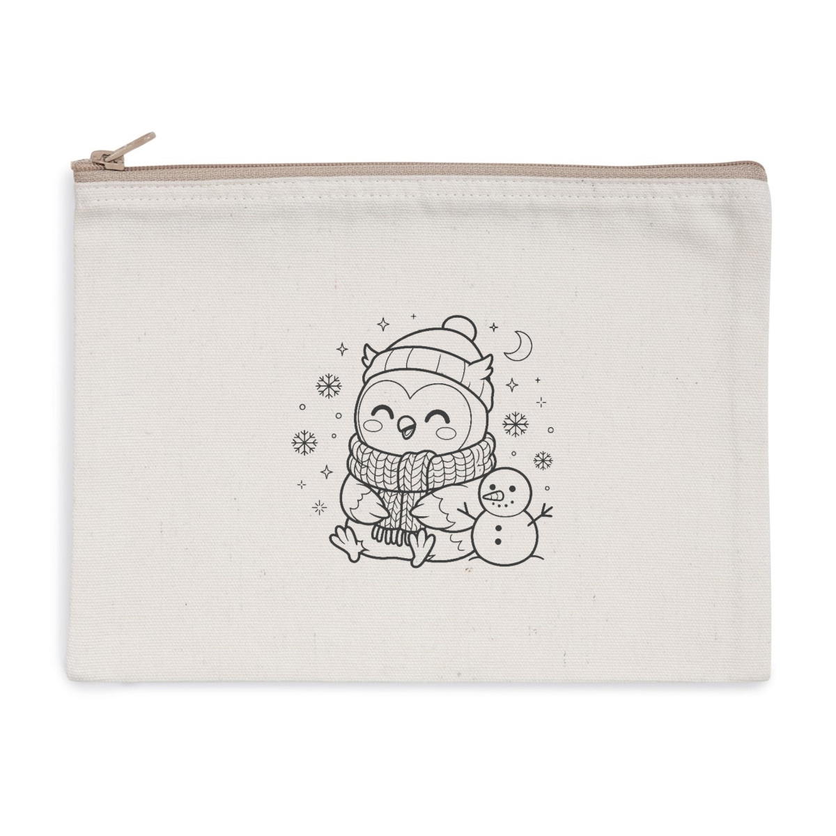 Pochette zippée recyclée - chouette hiver - Image