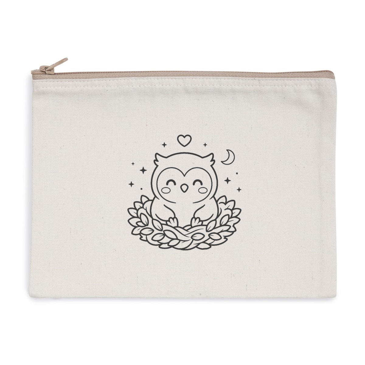 Pochette zippée recyclée - chouette nid - Image