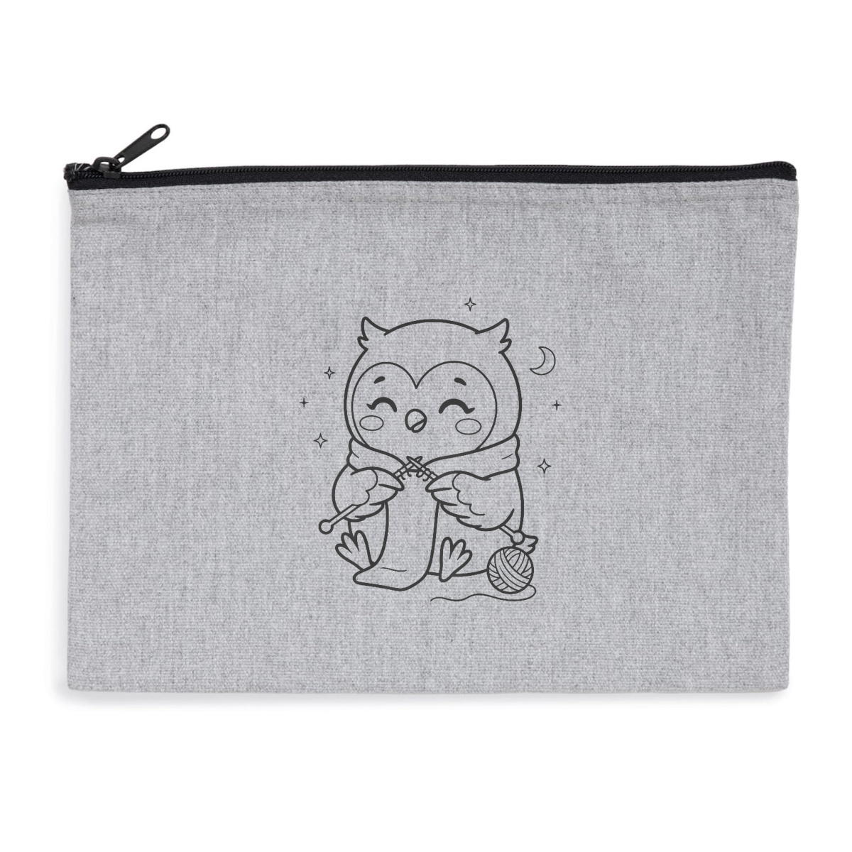 Pochette zippée recyclée - chouette tricot