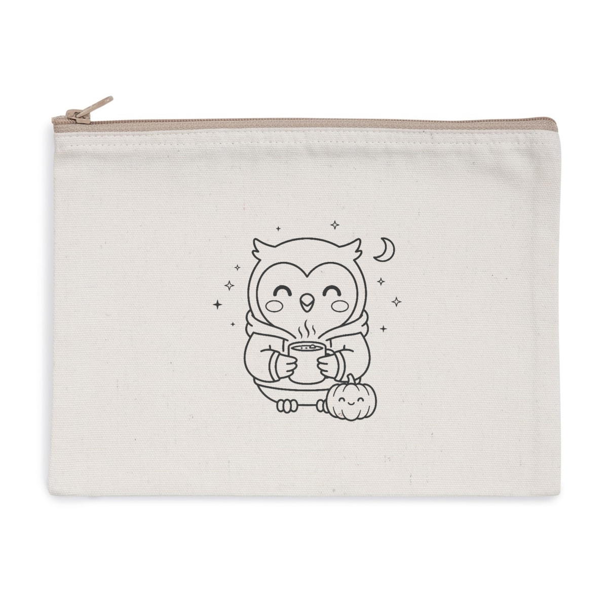 Pochette zippée recyclée - chouette citrouille - Image