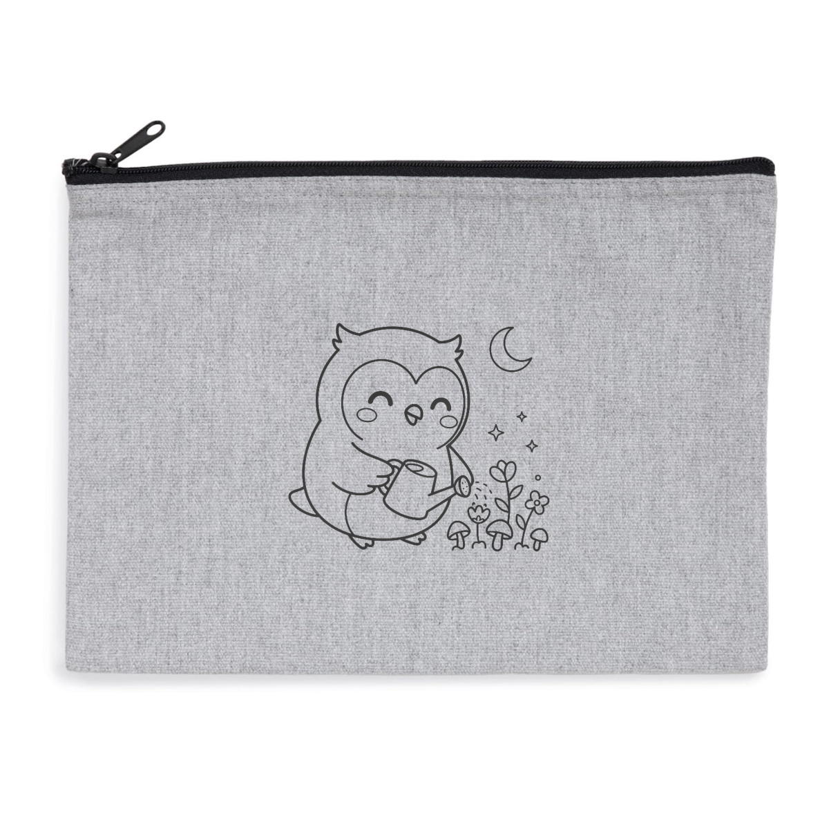 Pochette zippée recyclée - chouette jardin magique