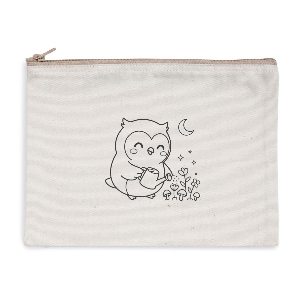 Pochette zippée recyclée - chouette jardin magique - Image