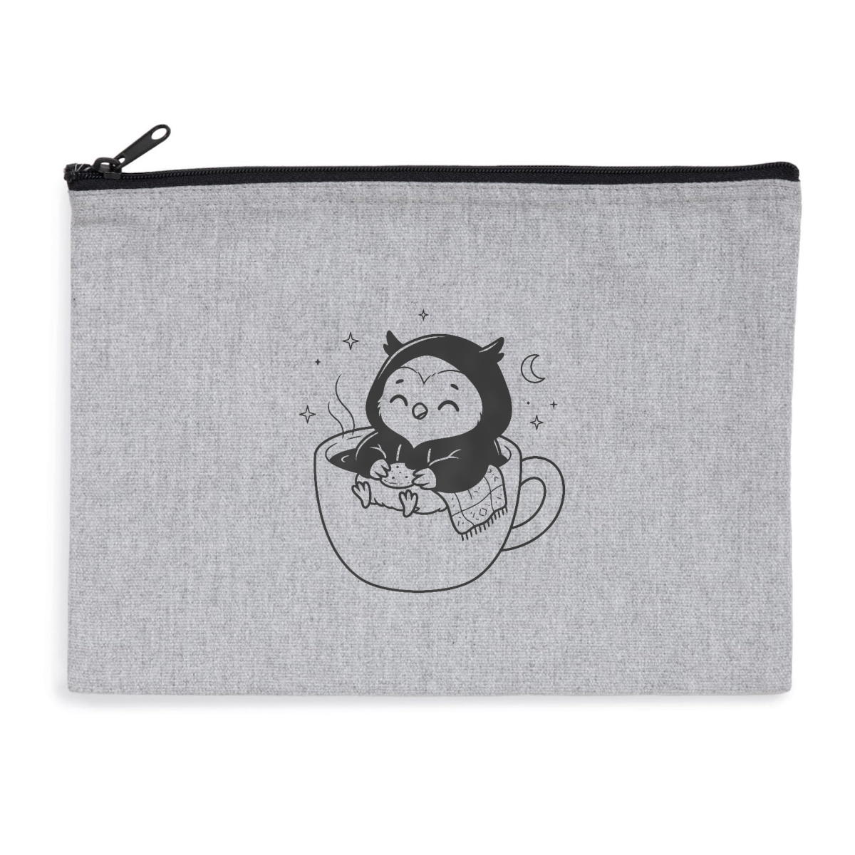 Pochette zippée recyclée - chouette tasse