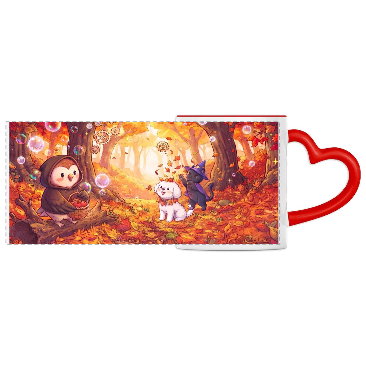 Mug à anse coeur - Panoramique - Automne
