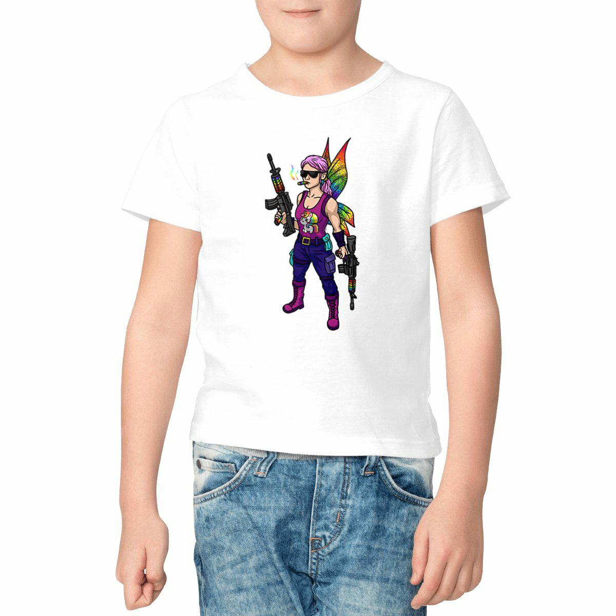 T-shirt enfant avec fée arc-en-ciel