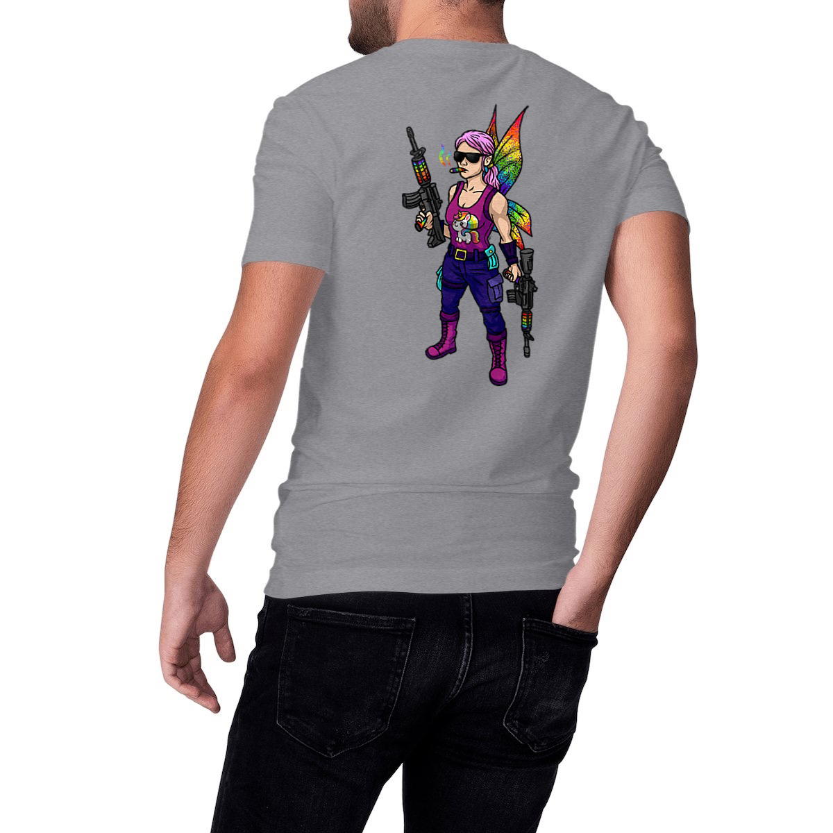 T-shirt classique unisexe avec fée arc-en-ciel
