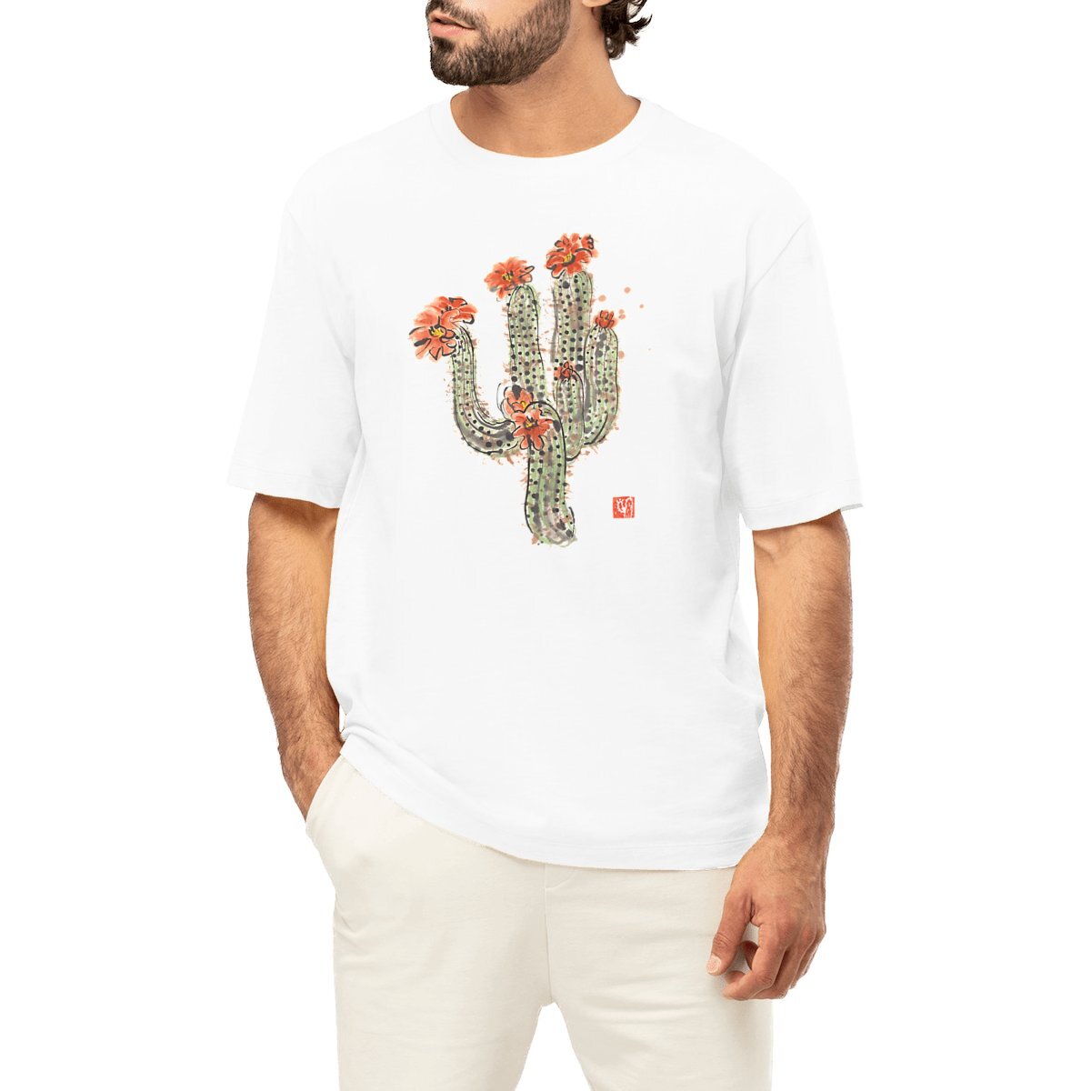 Image front Sonoran Cactus with the store logo. Oversized cut T