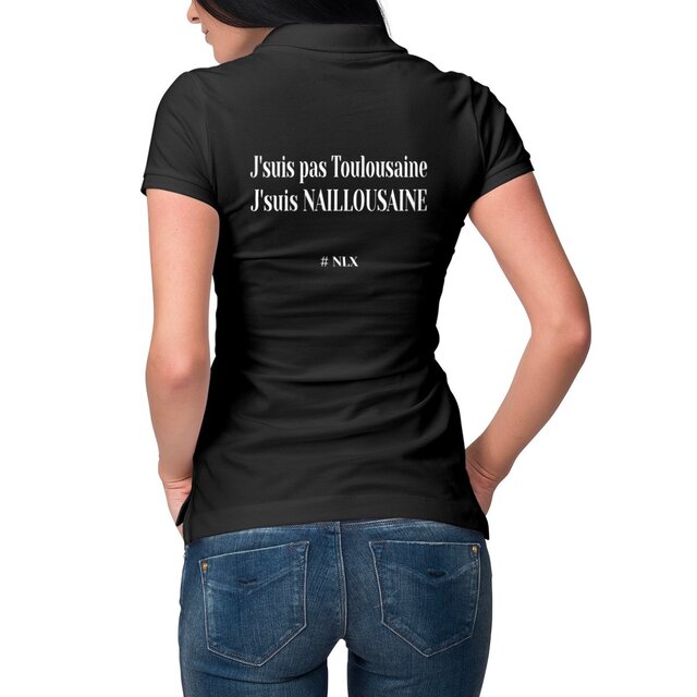 Image front Polo Femme - Premium / J'suis Naillousaine / Imprimé dos