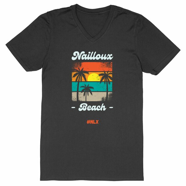 Image back T-shirt Homme Col V - Change / Nailloux beach palmiers