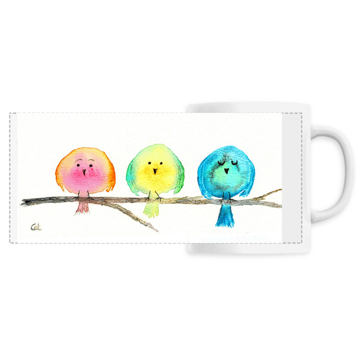 Image front Mug Piou-Pious sur une branche
