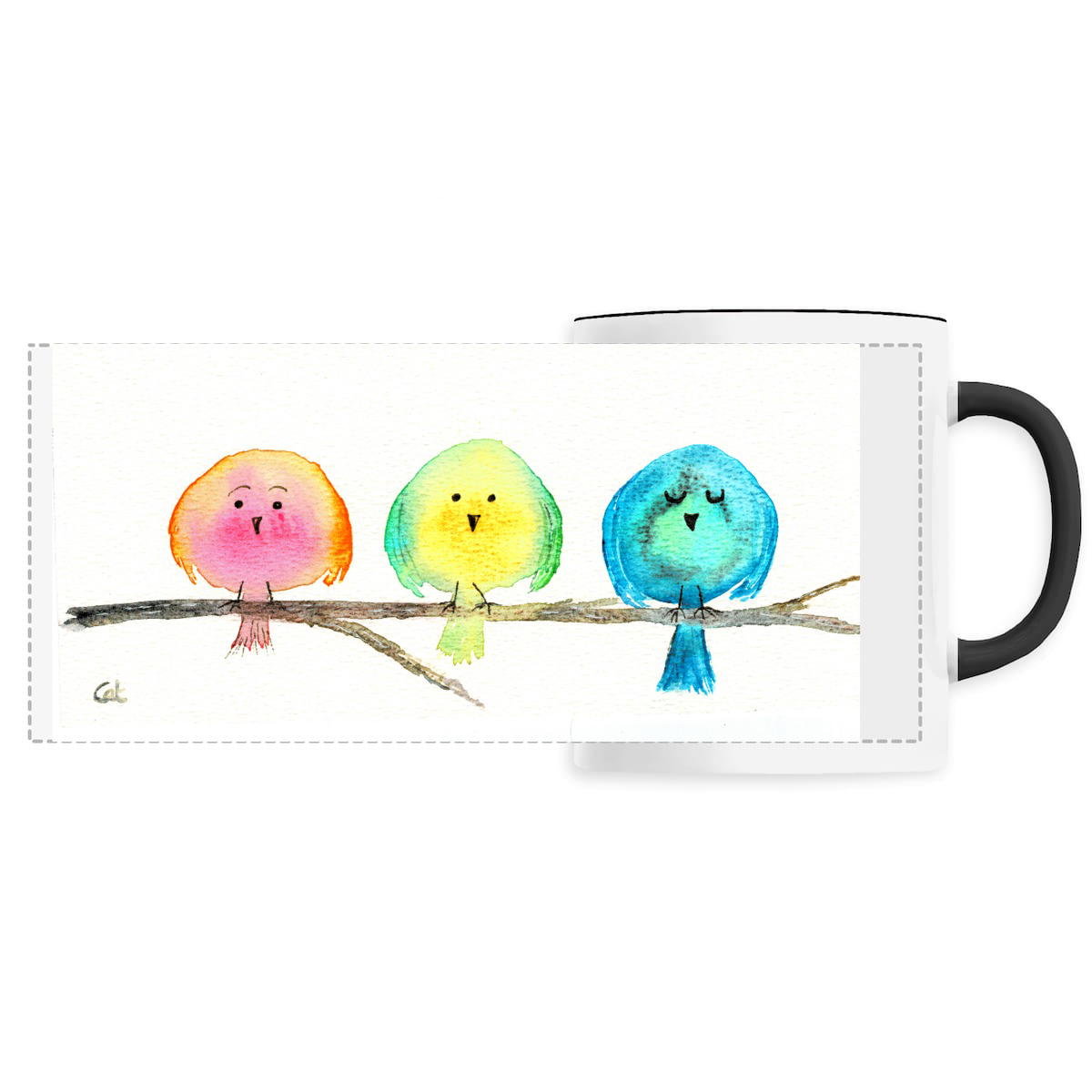 Image back Mug Piou-Pious sur une branche