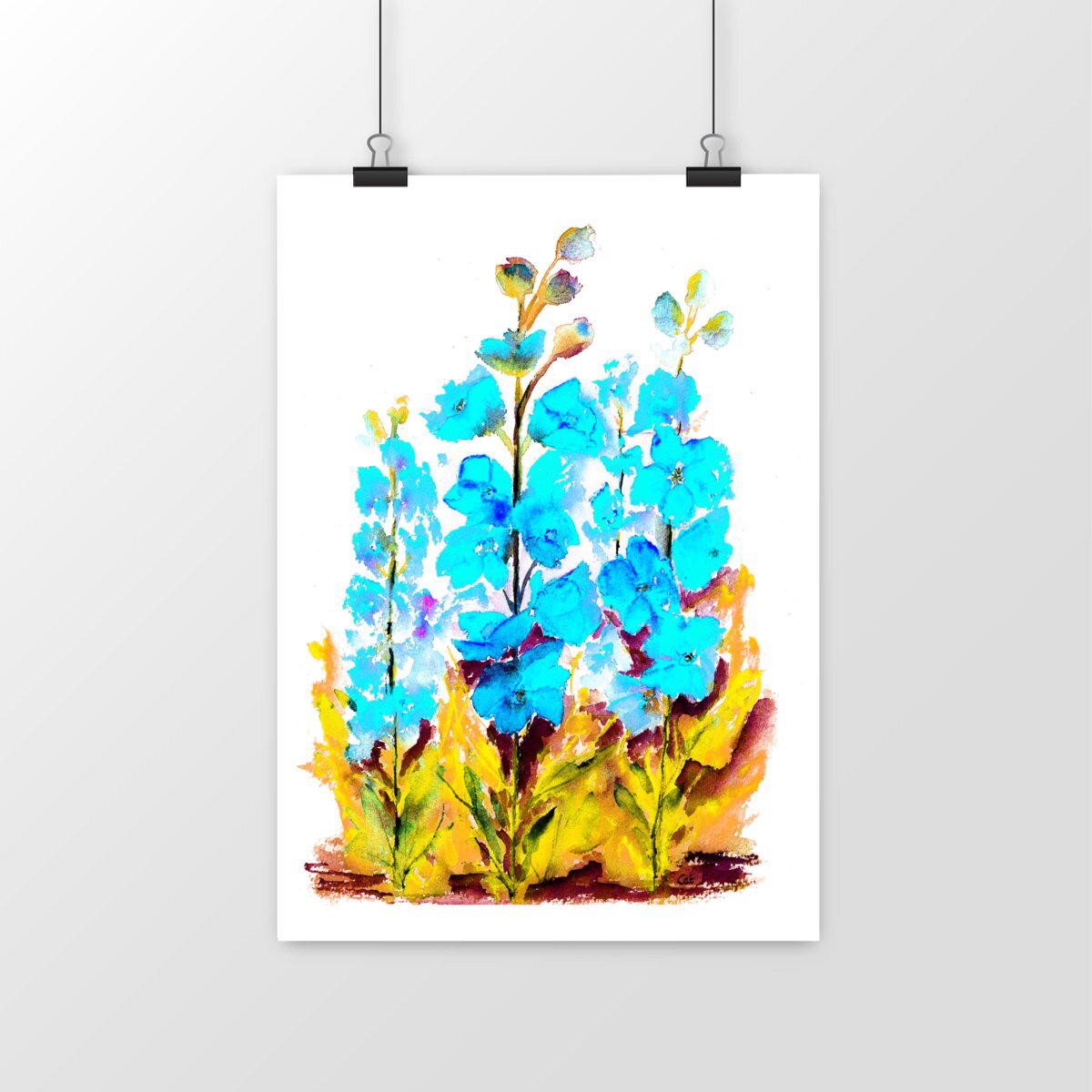 Image front Affiche Delphiniums Turquoise variation