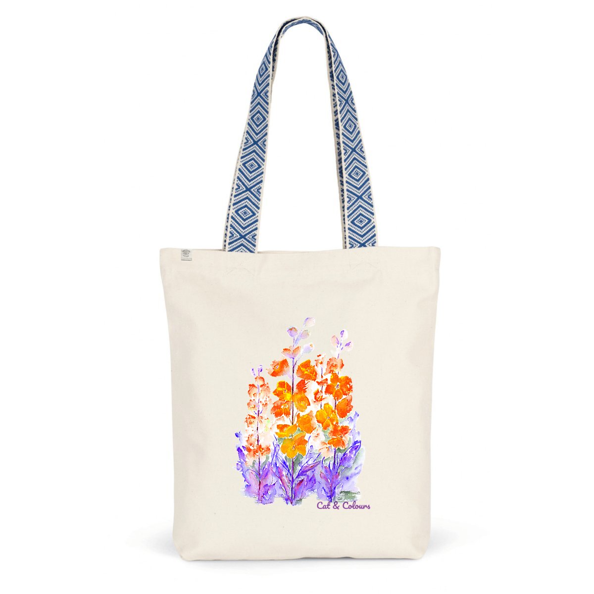 Image back Cabas Delphiniums Orange variation