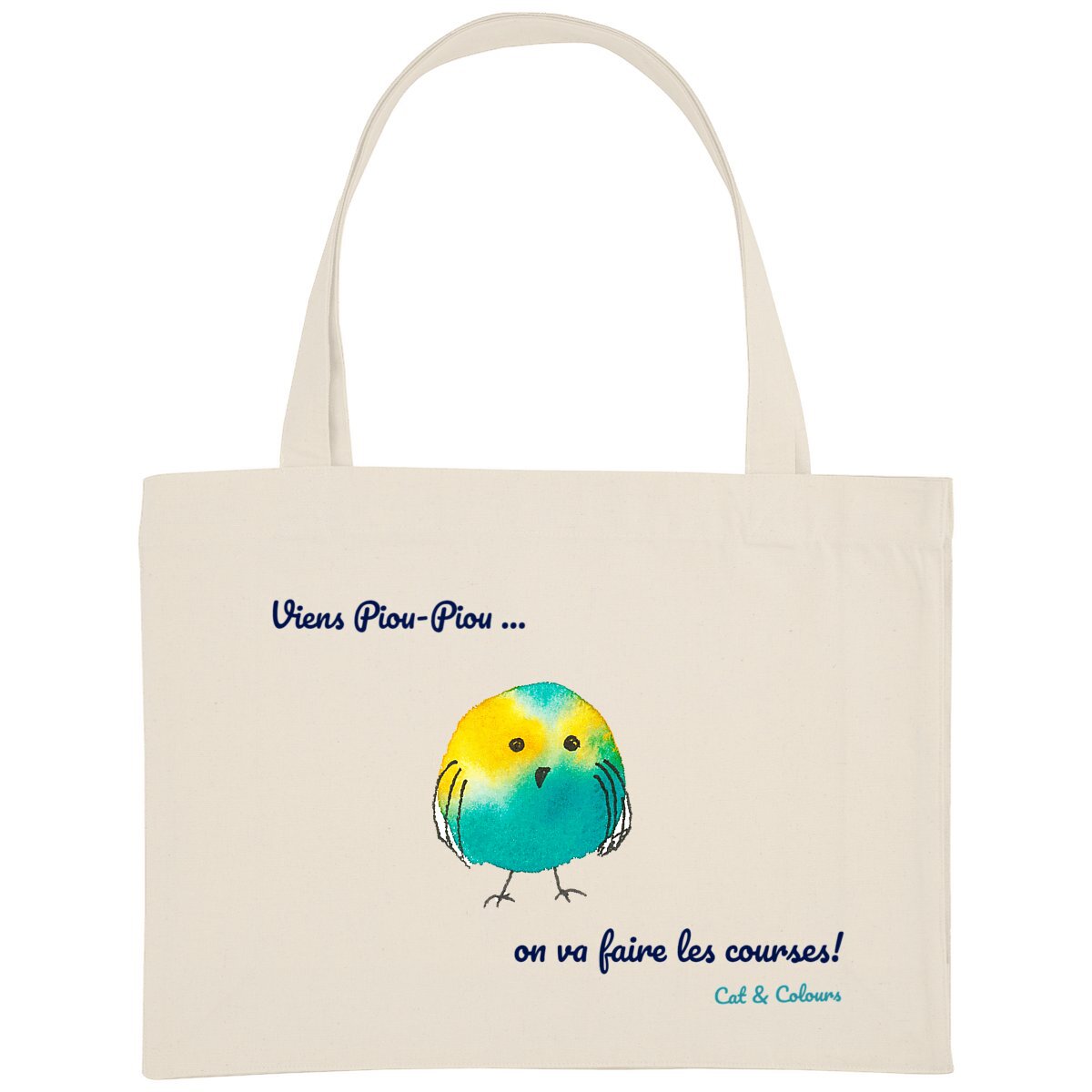 Image back Shopping Bag Viens Piou-Piou Turquoise