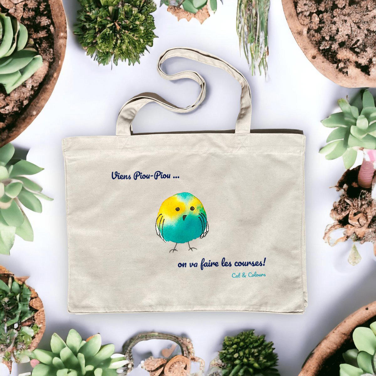 Image front Shopping Bag Viens Piou-Piou Turquoise