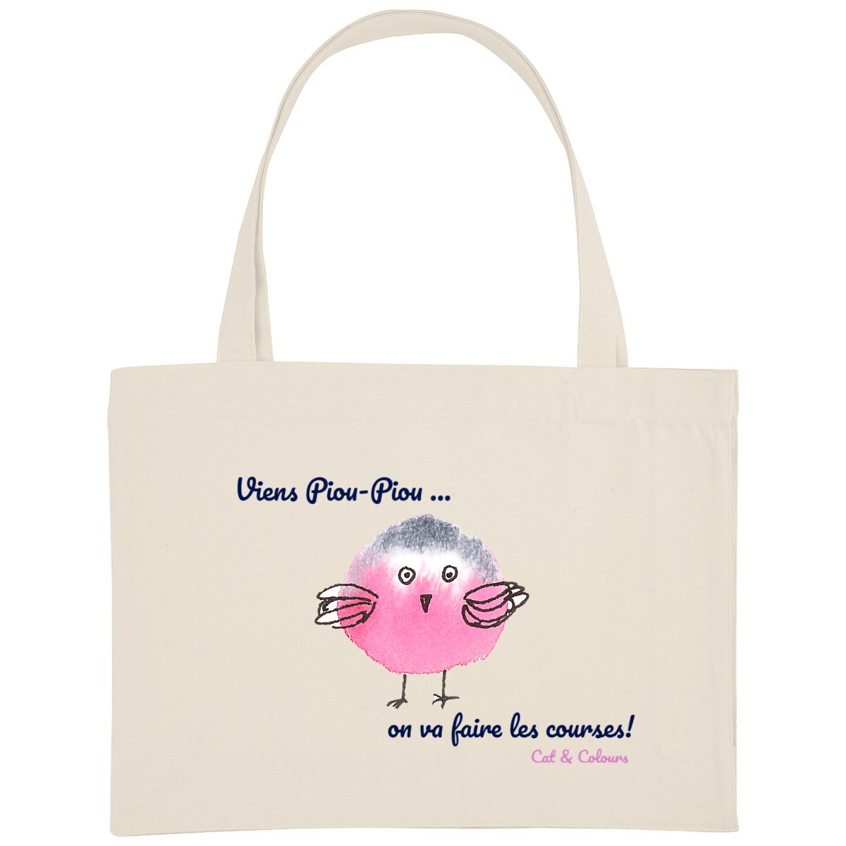 Image back Shopping Bag Viens Piou-Piou Rose
