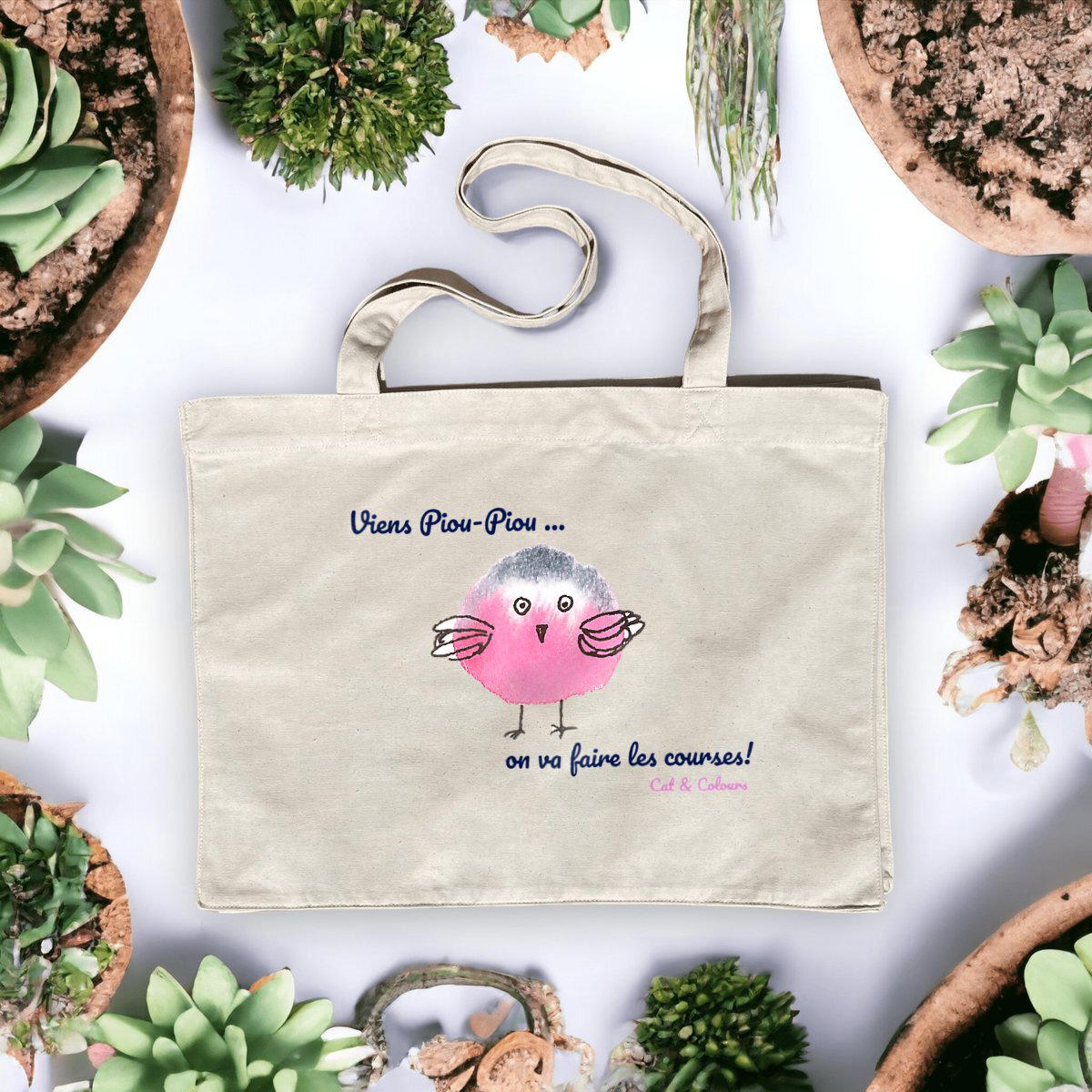 Image front Shopping Bag Viens Piou-Piou Rose